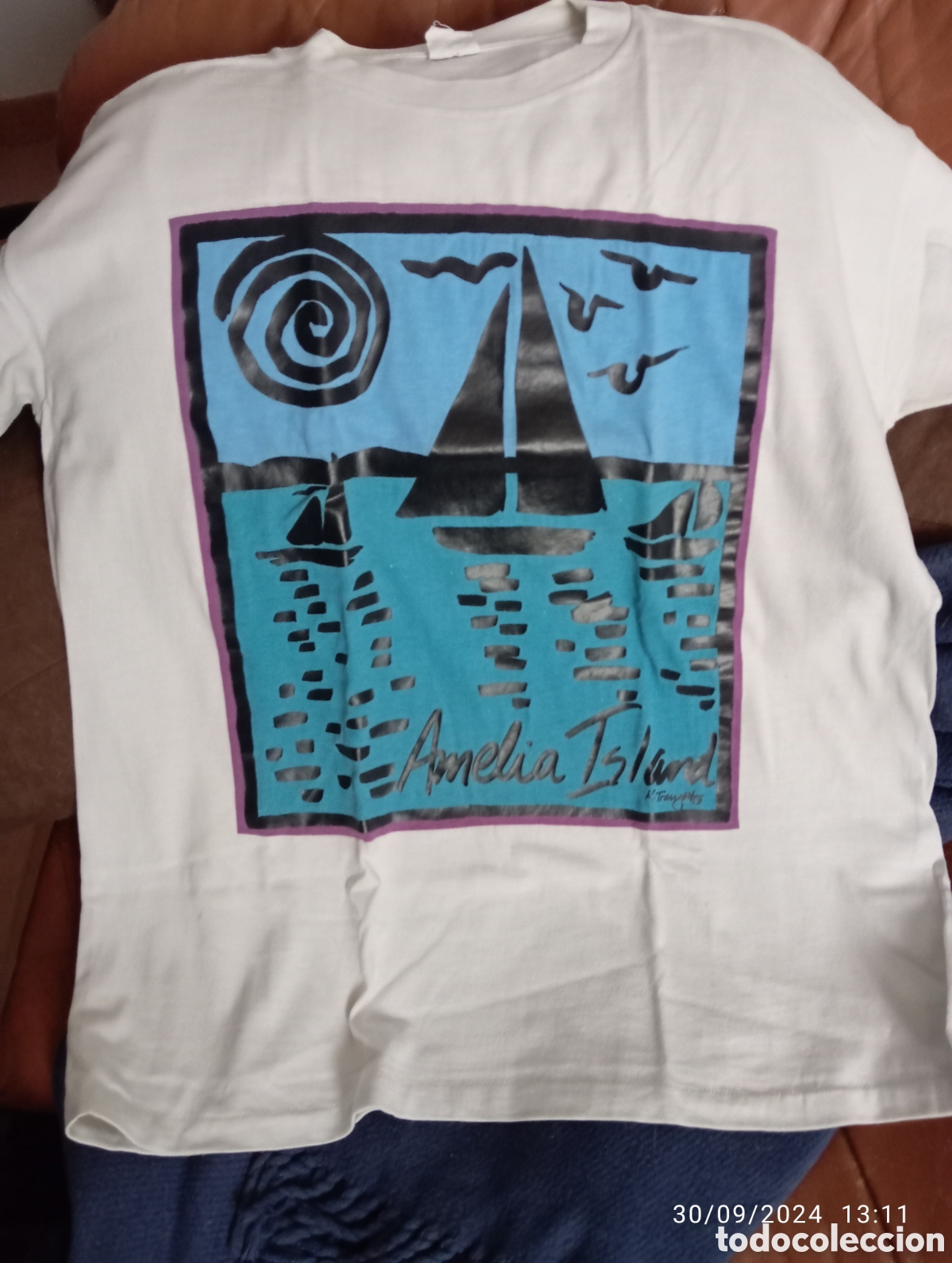 Segunda mano: Camiseta algod&oacute;n pintada a mano - Foto 1