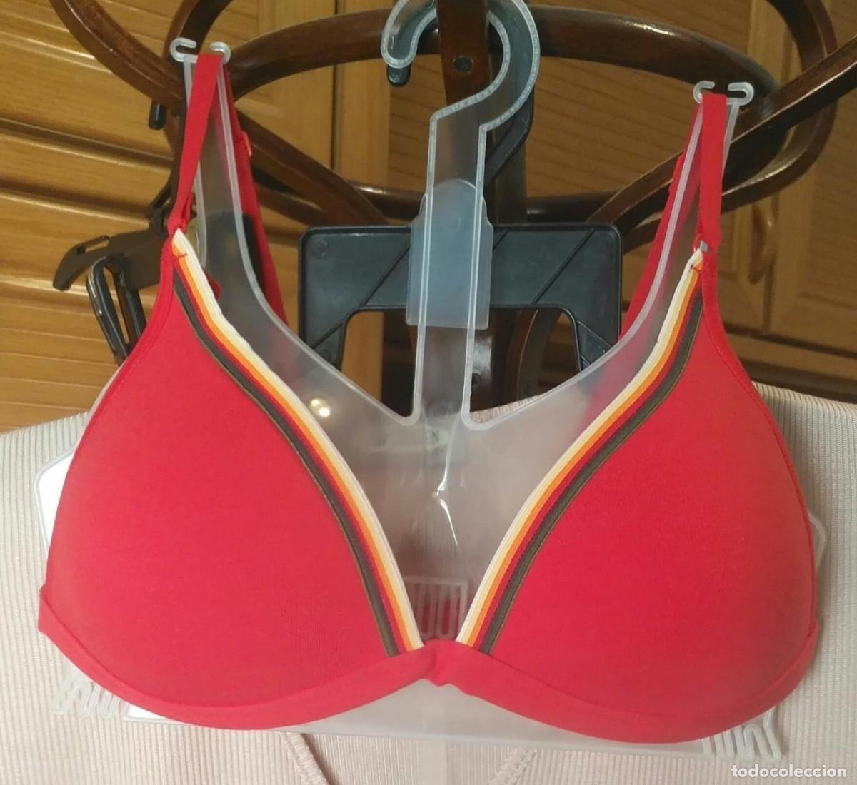 Segunda mano: Sujetador rojo AVET - copa triangular con detalle colores - T 95B - algod&oacute;n y elastano - Foto 1
