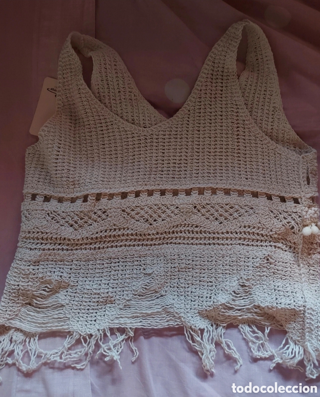 Segunda mano: Crop top crochet con flecos - Foto 3