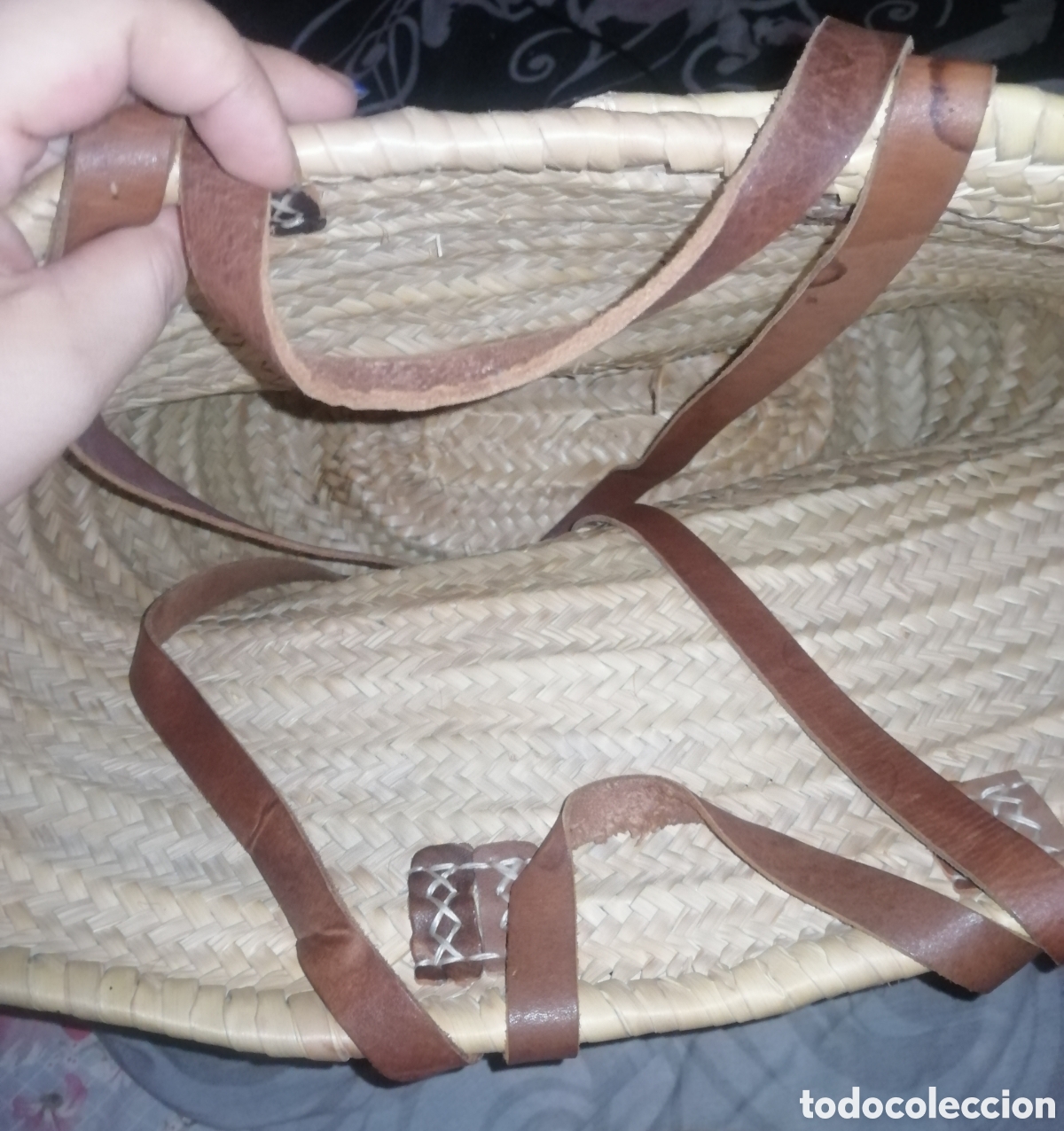 Segunda mano: Bolsa de playa de mimbre beige - Foto 4