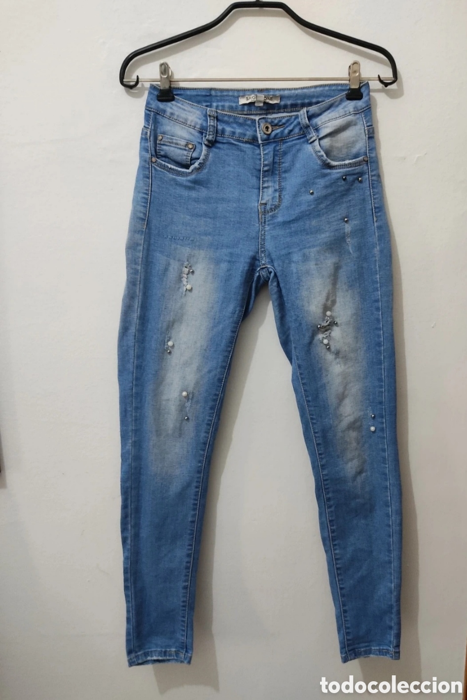 Segunda mano: Vaqueros Pitillo con Pedrer&iacute;a para mujer 34 marca Shop One - Foto 1