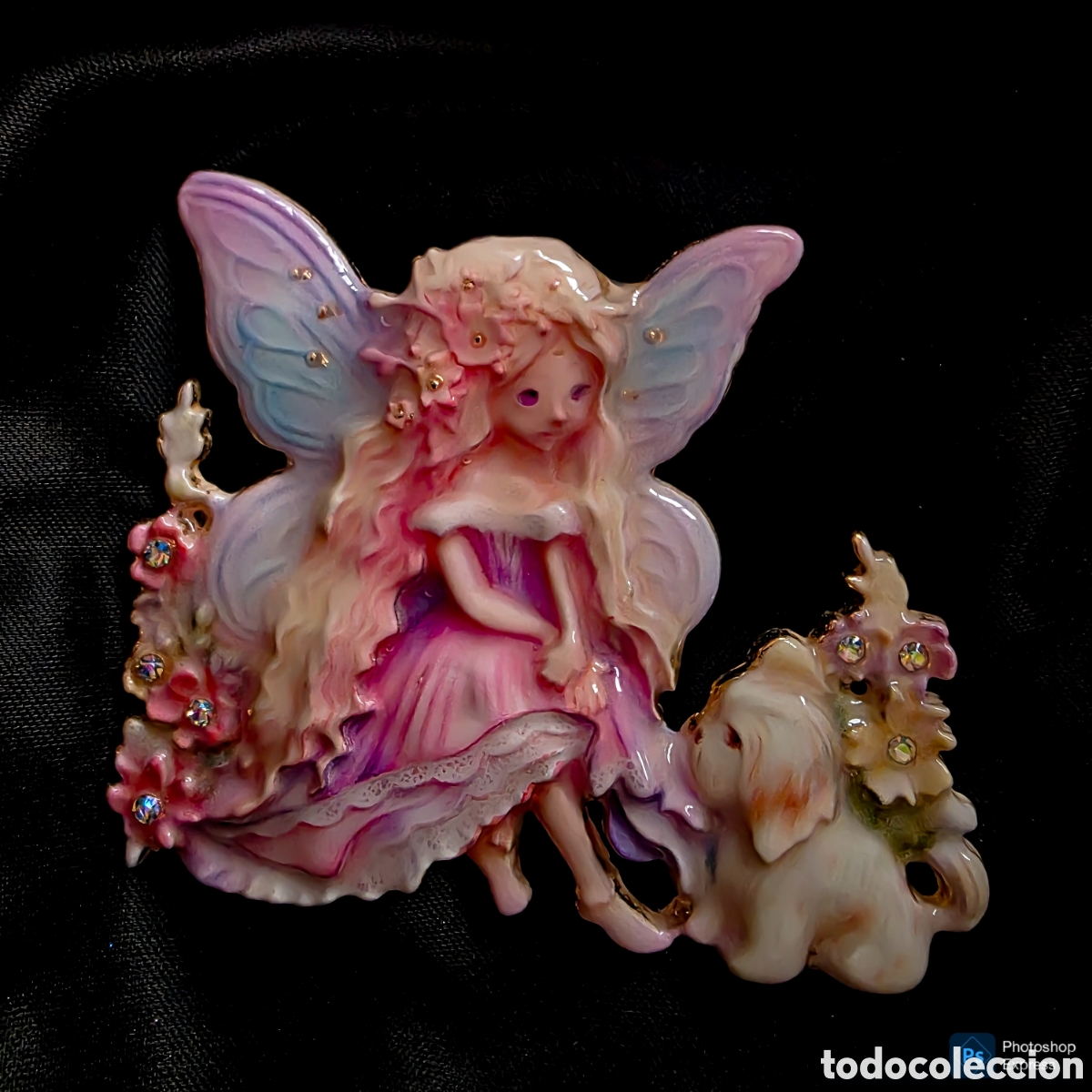 Segunda mano: Broche Hada y Cachorro con Flores - Foto 1