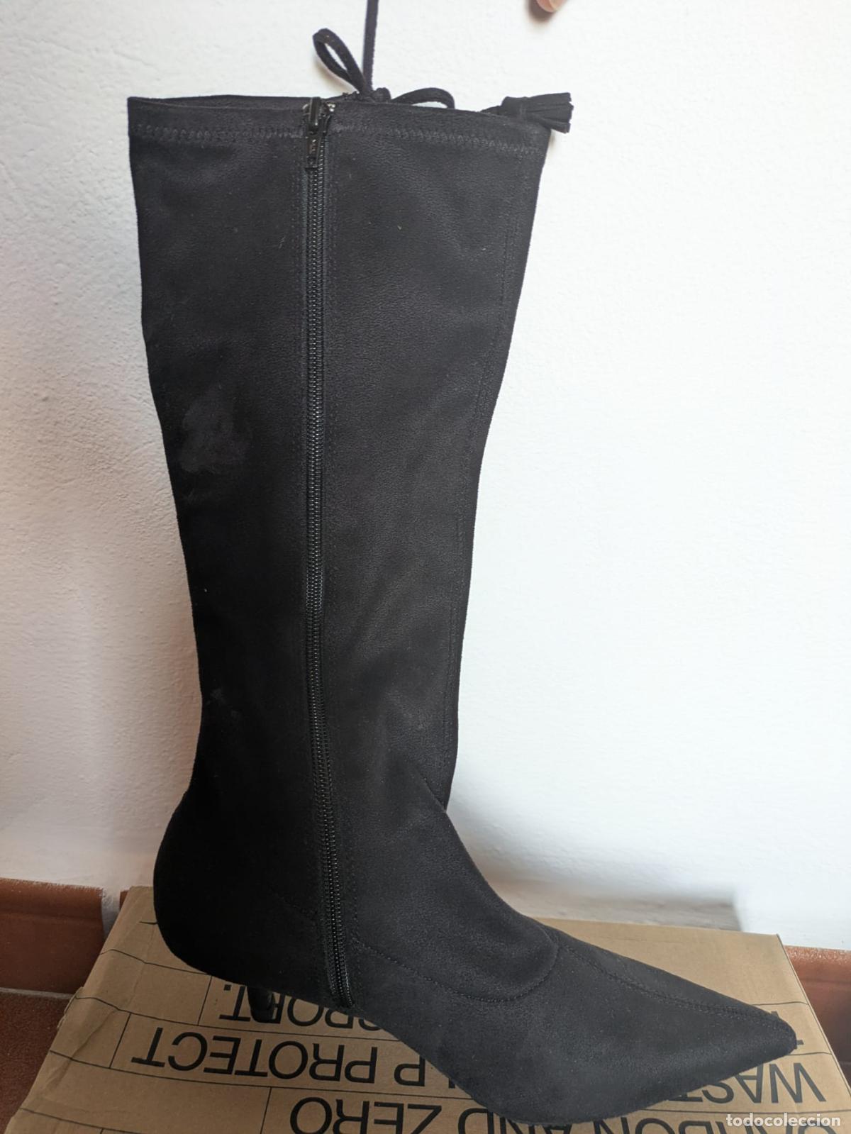 Segunda Mano: Botas de tela de ante mujer. Talla 37. Tac&oacute;n 5cm.