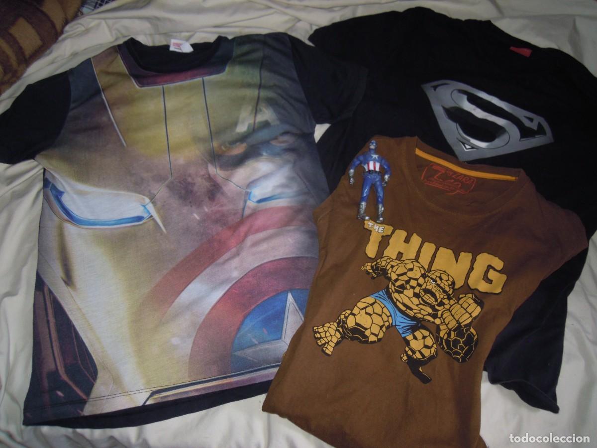 Segunda Mano: LOTE CAMISETAS T SHIRT OFICIALES SUPERMAN, CAPITAN AMERICA, THING...TALLA M +FIGURA, MSRVEL