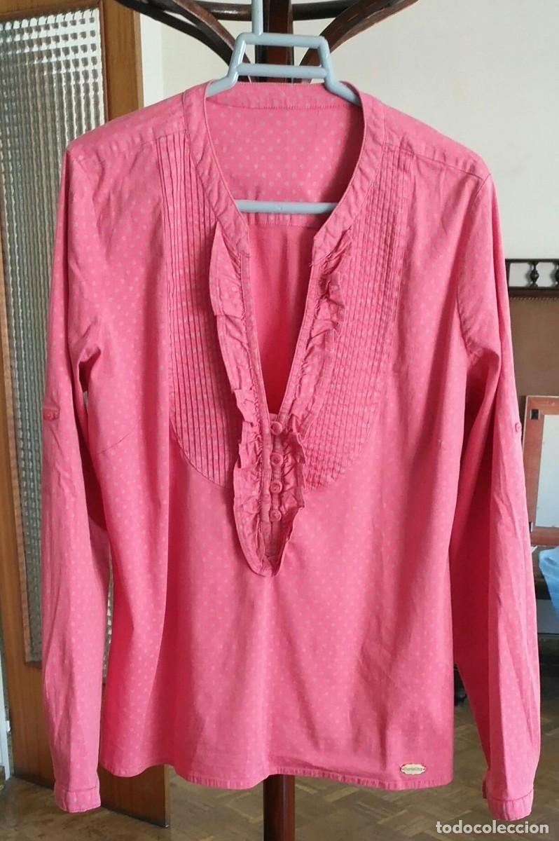 Segunda Mano: Rb 84 Camisa / camisola rosa fuerte con lunares grises - algod&oacute;n y lycra - CurioCity -