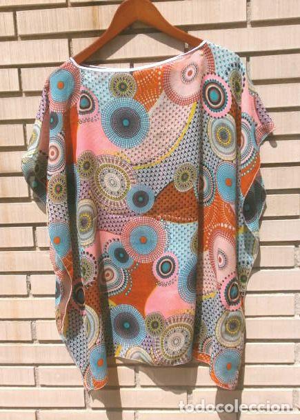 Segunda Mano: Poncho Seda - Talla Unica - Bonito estampado - Chal, Vestido