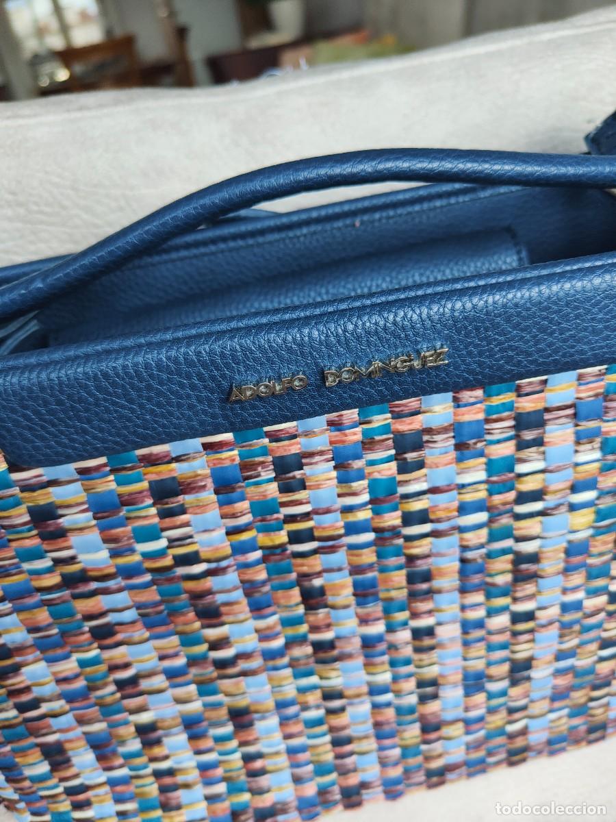 Segunda Mano: BOLSO ADOLFO DOM&Iacute;NGUEZ TRENZADO COLORES Y AZUL MARINO