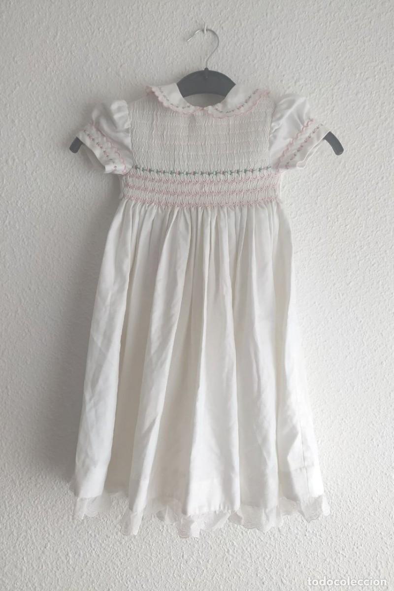 Segunda Mano: VESTIDO DE FRUNCES BLANCO NI&Ntilde;A A&Ntilde;OS 80 BUEN ESTADO TALLA BEB&Eacute; CON LAZO EN ESPALDA