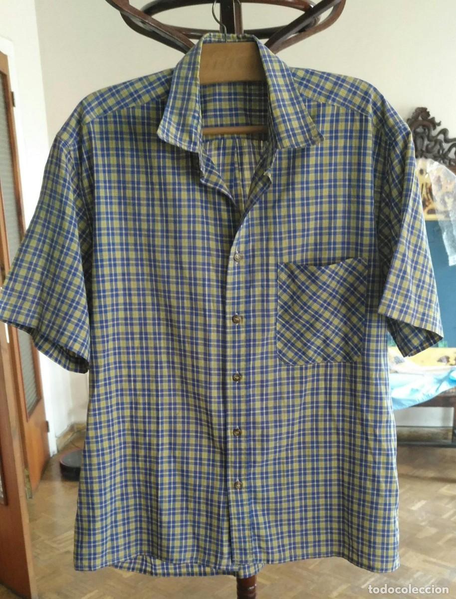 Segunda Mano: RBH 32 Camisa hombre manga corta MERXI Casual - Talla 42 - azul / pistacho