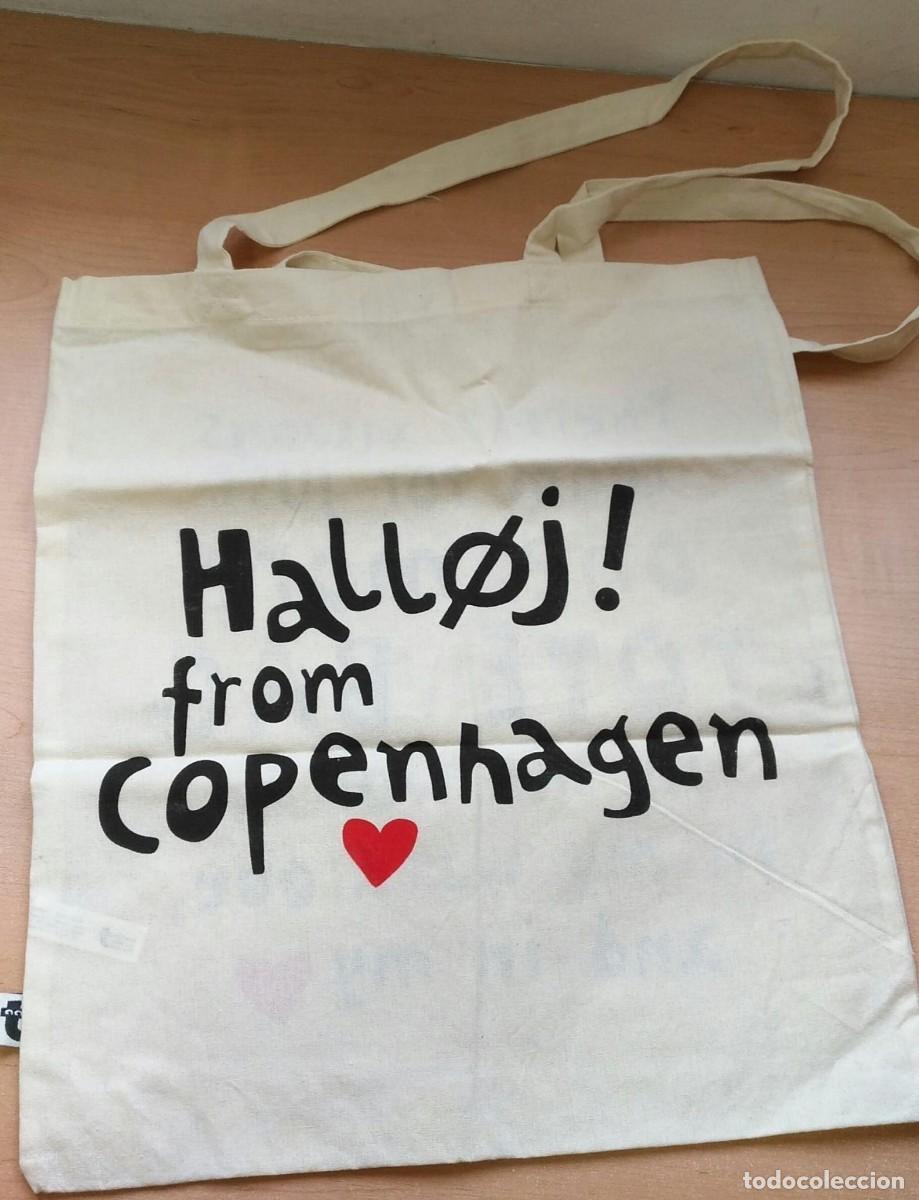Segunda Mano: Bolsa tela Halloj from Copenhagen - cuerpo 40cm x 36cm y largo con asas 68cm
