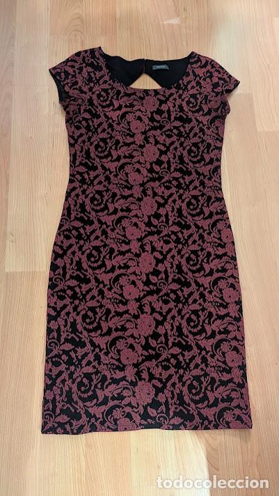 Segunda Mano: Vestido sin manga negro/burdeos YESSICA