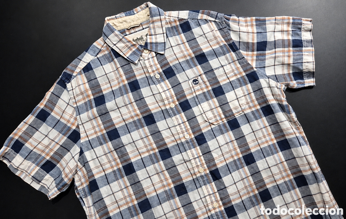 Segunda Mano: Timberland camisa vintage cuadros lino algod&oacute;n M/L