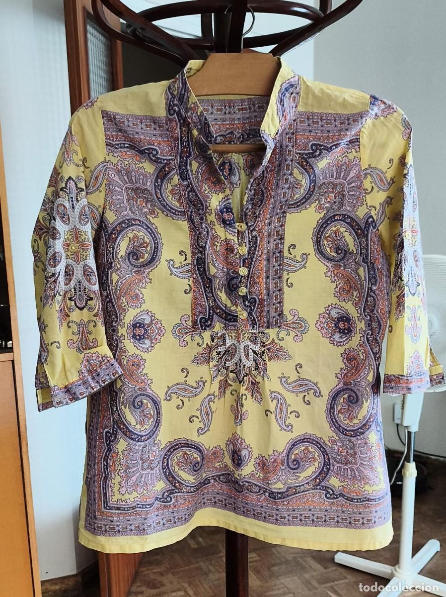 Segunda Mano: RB 226 Camisa / Blusa manga 3/4 - SIXTINI - T 42 - Estampaci&oacute;n sobre fondo amarillo