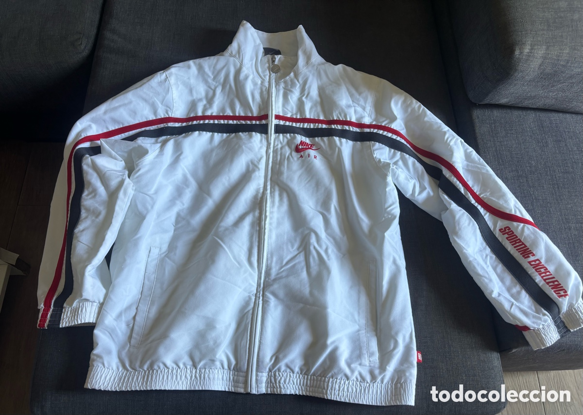 Segunda Mano: Chaqueta Cortavientos Nike Air Vintage Ni&ntilde;o Talla L (12-13 a&ntilde;os) Blanca Retro