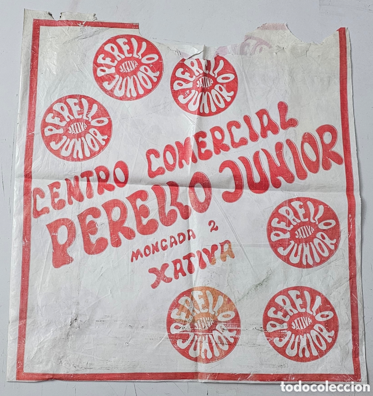 Segunda Mano: BOLSA ORIGINAL CENTRO COMERCIAL PERELLO JUNIOR DE XATIVA VINTAGE 1970s RAREZA