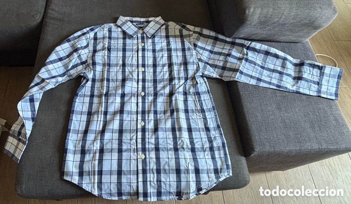 Segunda Mano: Camisa Nautica Juvenil Talla L (14/16) Azul Cuadros Manga Larga Casual Ni&ntilde;o