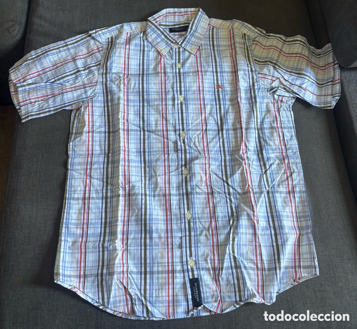 Segunda Mano: Camisa Burberry London Hombre Manga Corta Talla 16 (L) Original Algod&oacute;n Cuadros