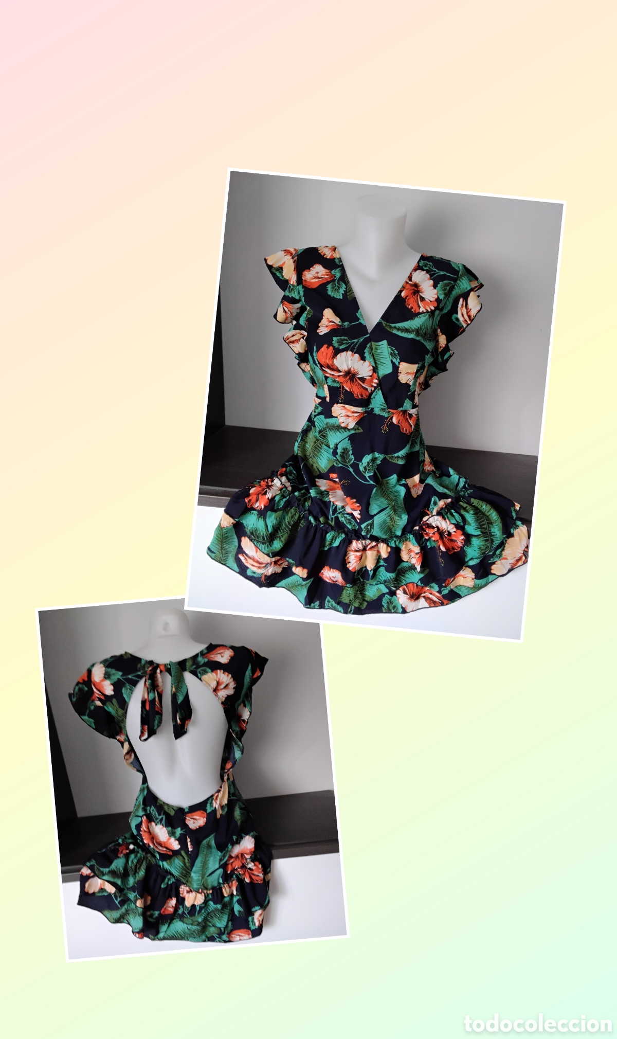Segunda mano: Vestido Flores Espalda Descubierta