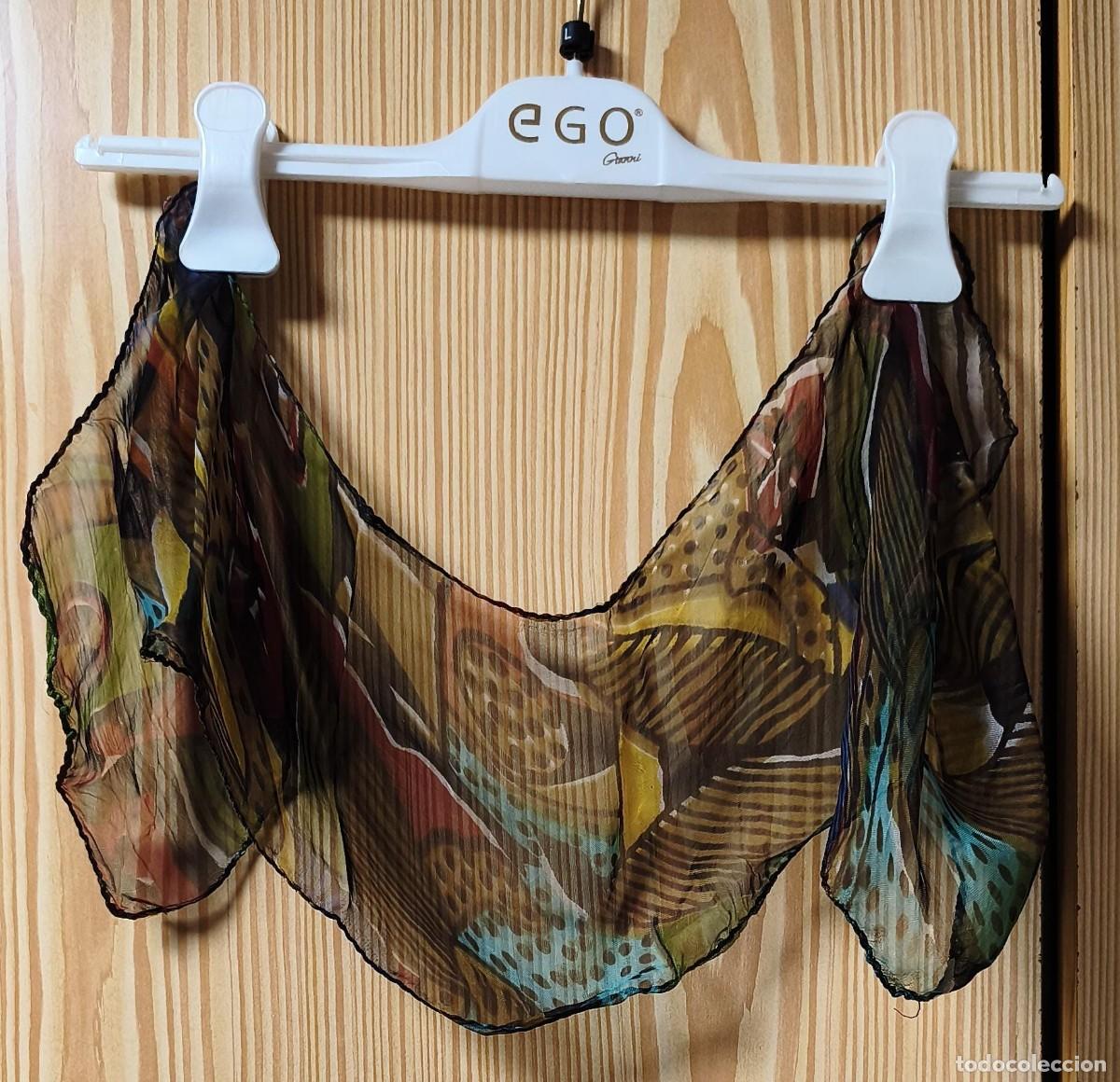 Segunda mano: P 48 Pa&ntilde;uelo cuello gasa o similar - estampado colores c&aacute;lidos - 96cm x 18cm - sin etiquetas