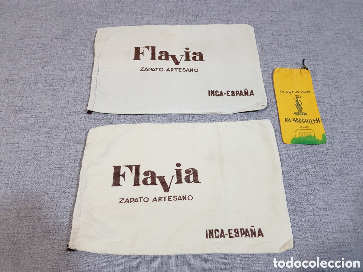 Segunda mano: LOTE 2 BOLSAS TELA PARA CALZADO FLAVIA ZAPATO ARTESANO INCA ESPA&Ntilde;A + BOLSITA REGALO