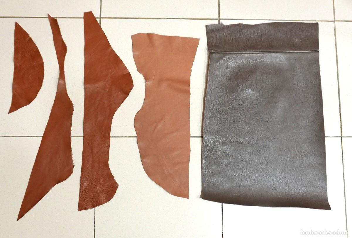 Segunda mano: 5 RETALES RECORTES DE CUERO O PIEL NATURAL