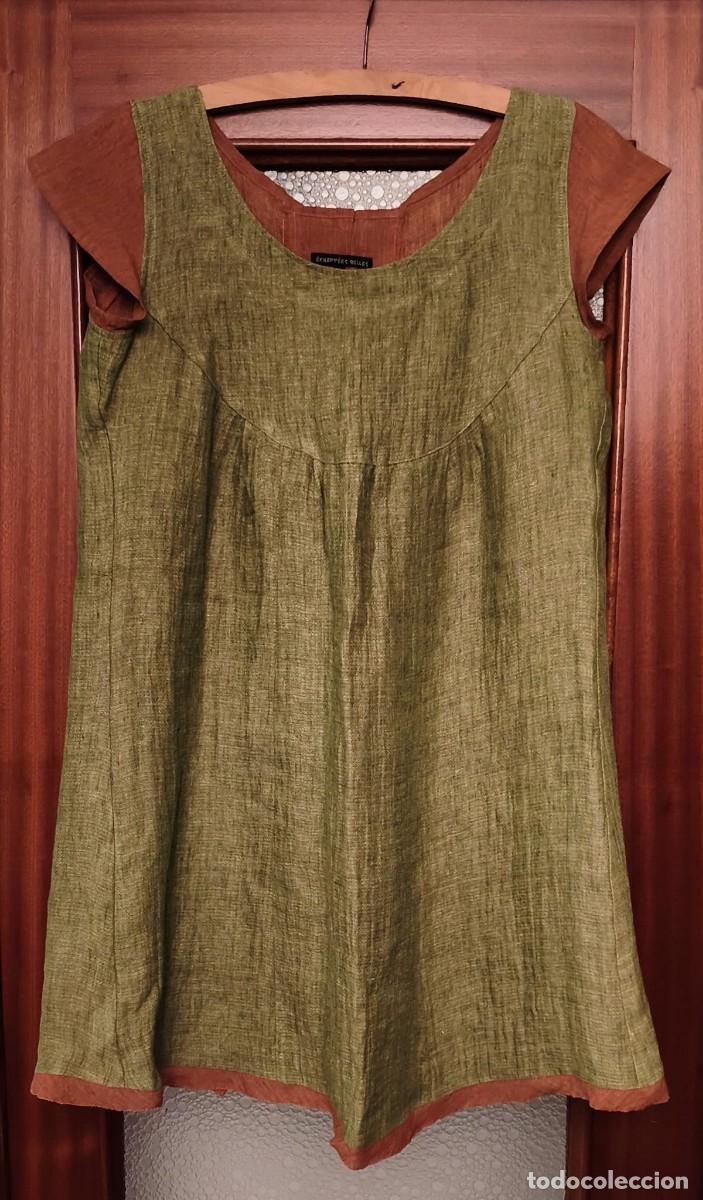 Segunda mano: Rb 247 Vestido dos colores - botonadura disimulada en espalda - lino100% - &Eacute;chap&eacute;es Belle - T 4