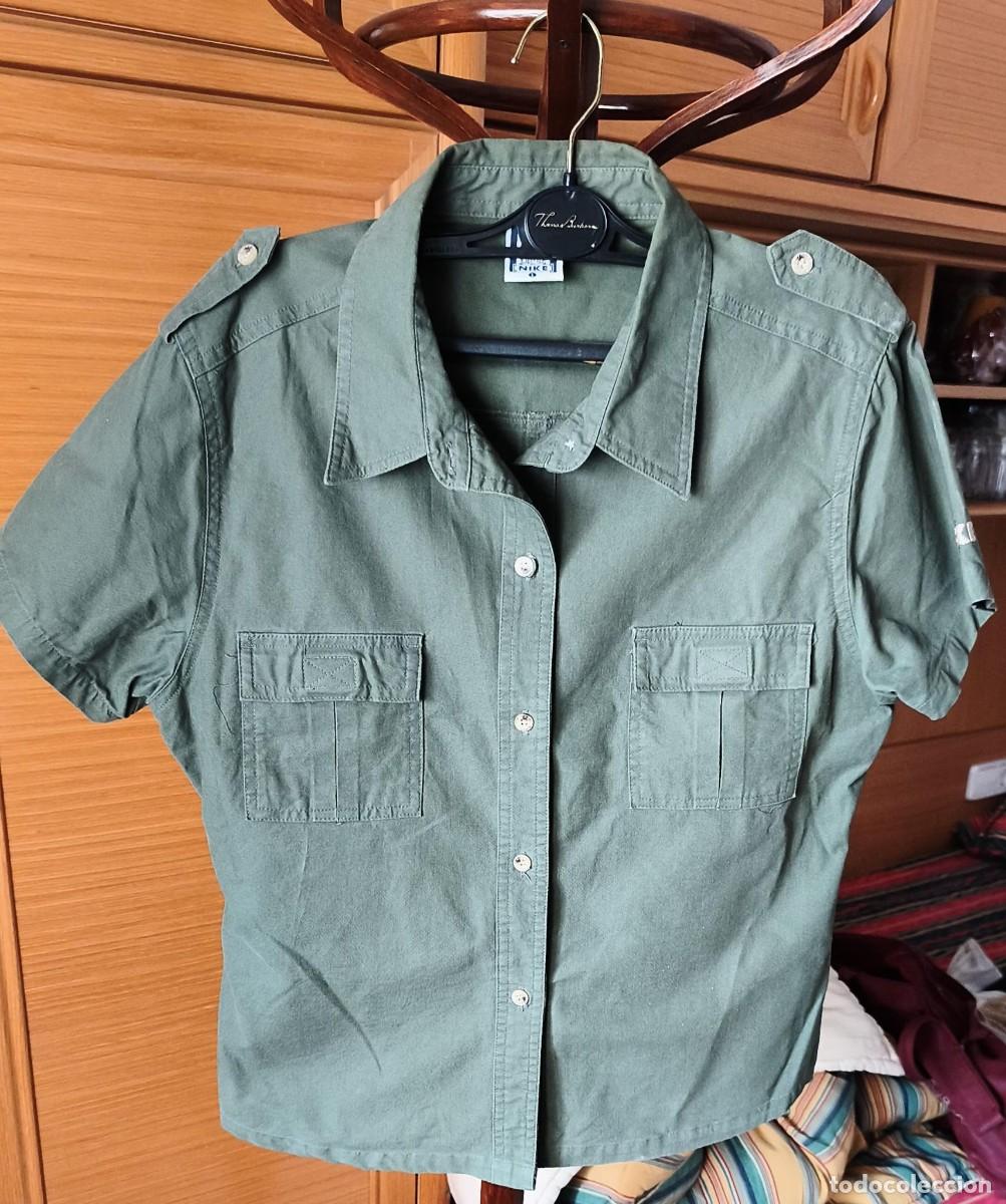 Segunda mano: RB 249 Camisa tejana manga corta verde NIKE - Talla L - 100% algod&oacute;n