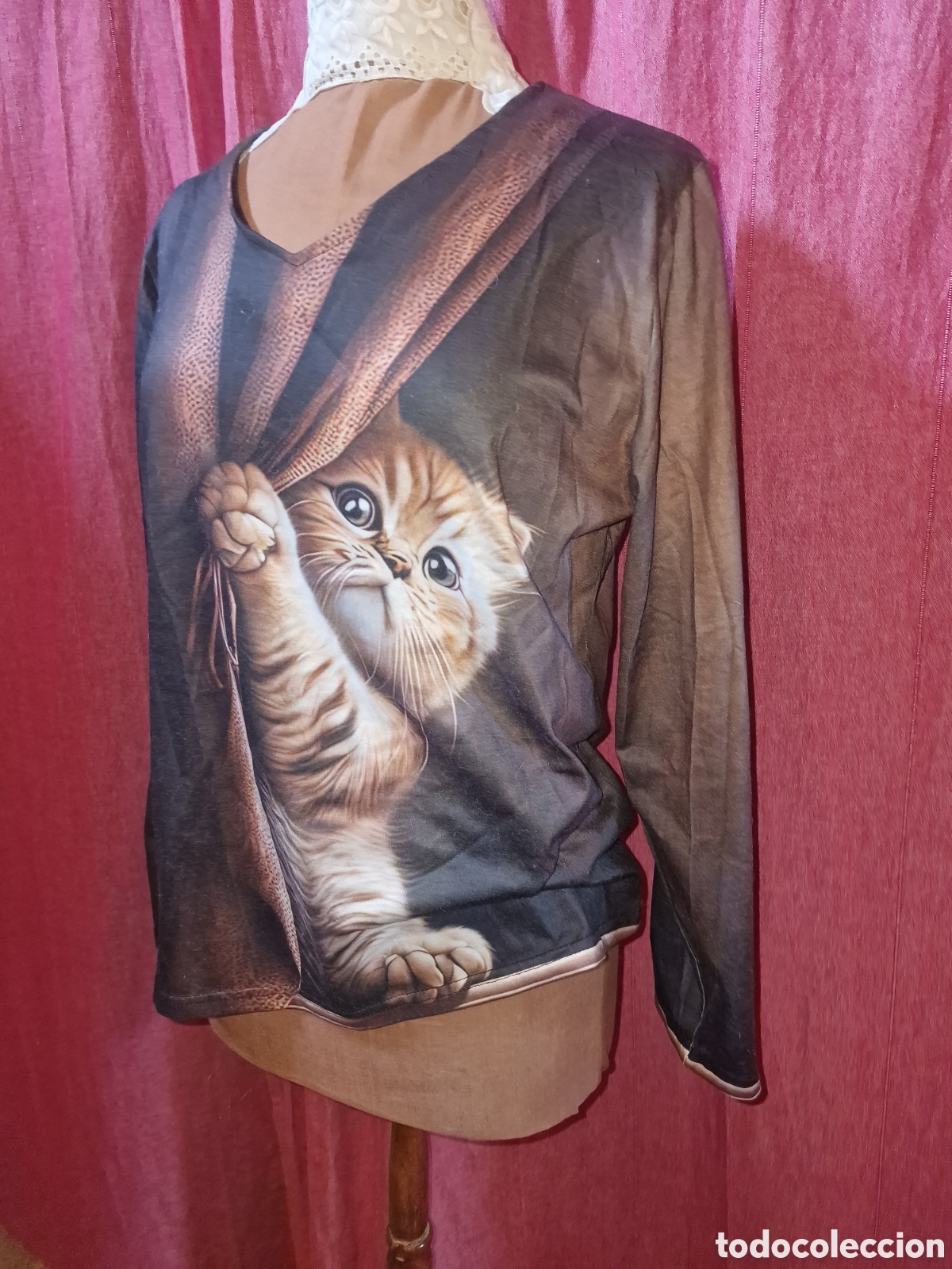 Segunda mano: Original camiseta maga larga,amantes de los gatos,talla L
