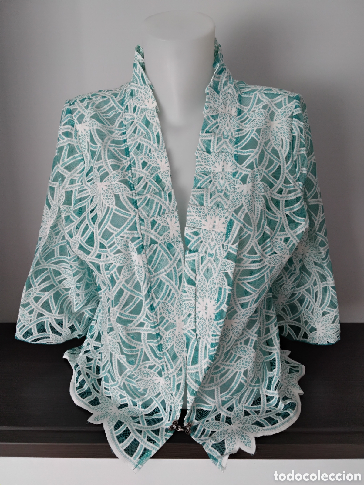 Segunda mano: Blazer Chaqueta verde agua y blanco