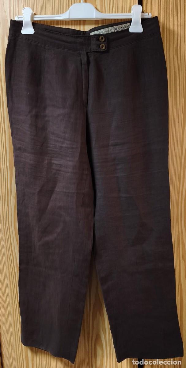 Segunda mano: Rb 256 Pantal&oacute;n mujer marr&oacute;n Caramelo - Talla 46 - 100% lino -