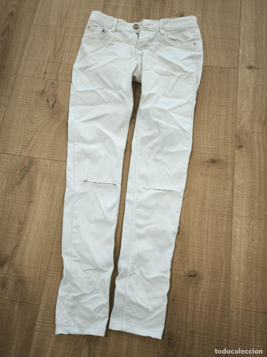 Segunda mano: Pantal&oacute;n Mujer Blanco Talla 36 Corte Slim Casual Elegante
