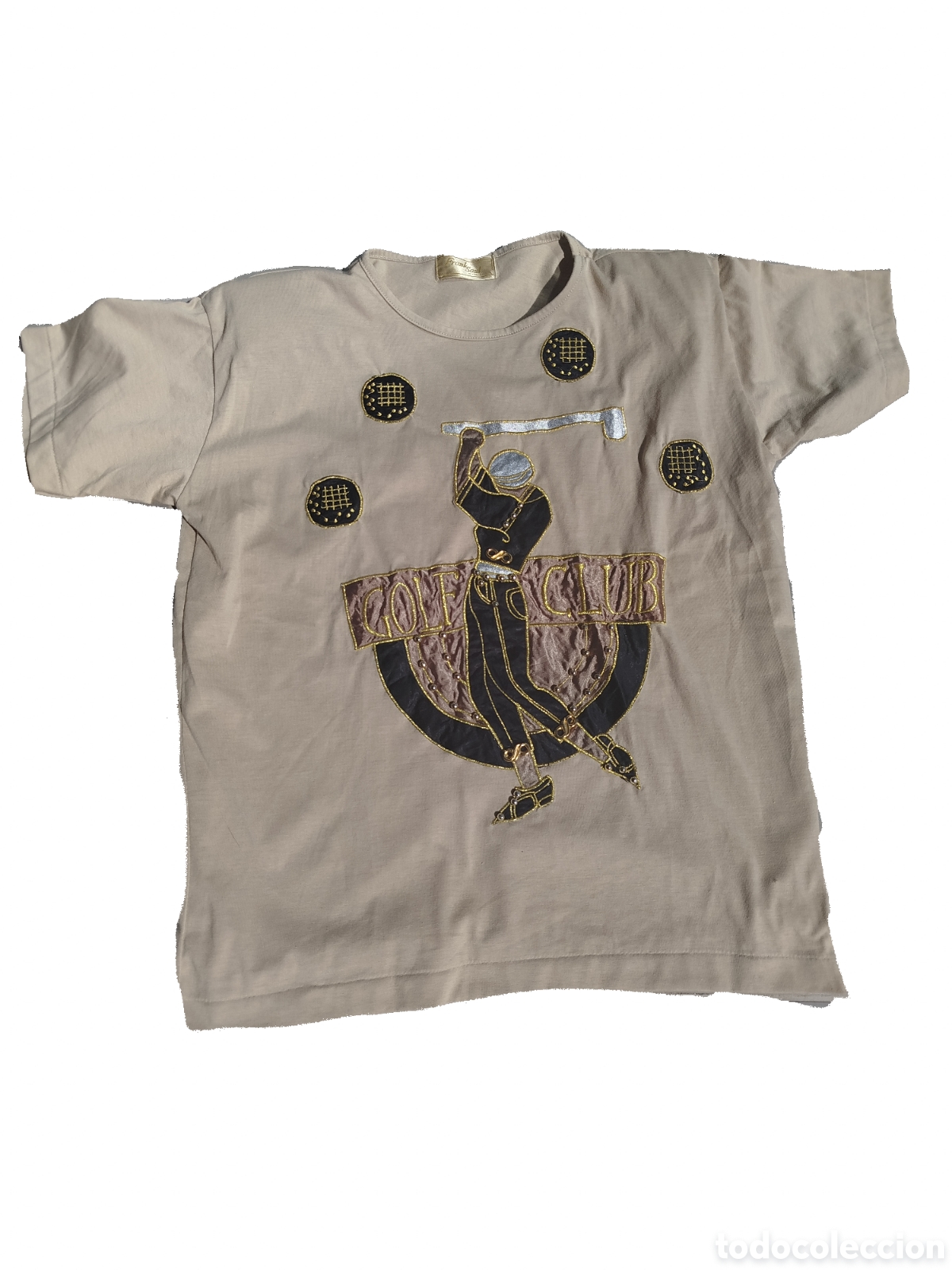 Segunda mano: Camiseta Vintage FRANK SAUL a&ntilde;os 80/90 - Bordado Golf Dorado