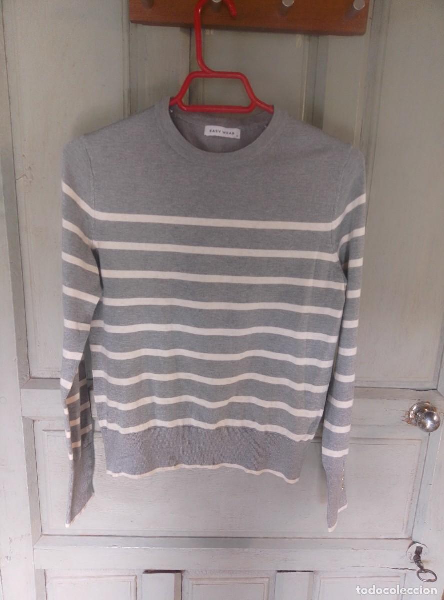 Segunda mano: Jersey fino de rayas. Gris y blanco. Easy Wear. Talla M