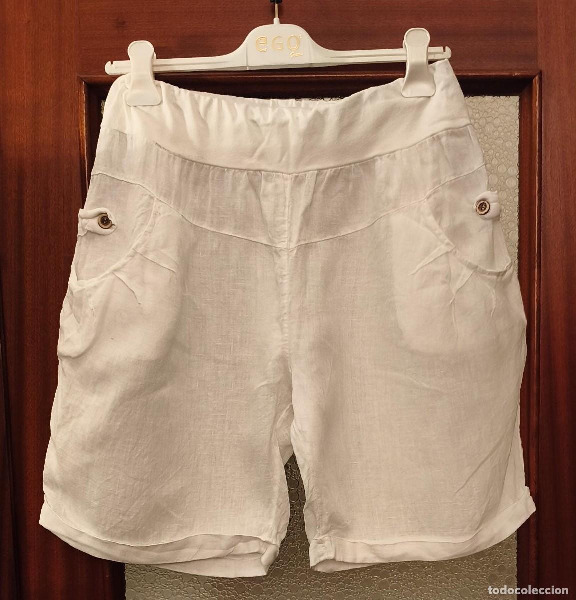 Segunda mano: Rb 259 Pantal&oacute;n blanco corto abombachado - T G. XL - Made in Italy - 100% lino