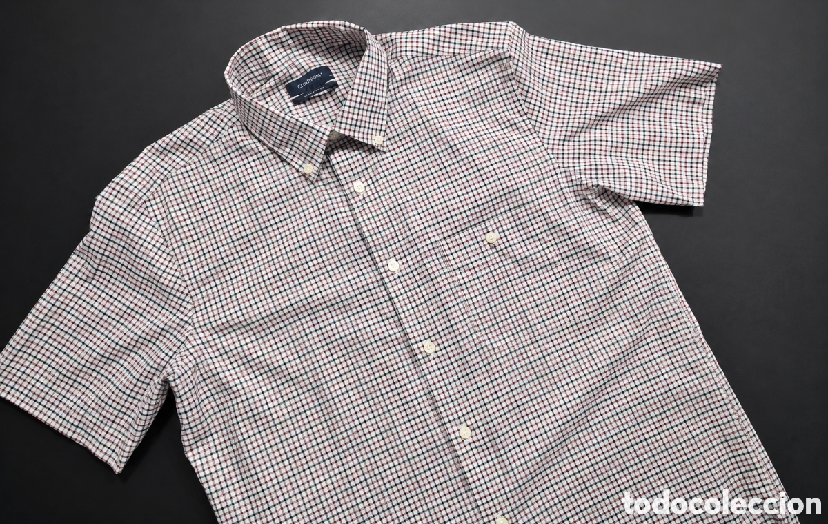 Segunda mano: Camisa Dustin Classic Fit de cuadros rojos y negros talla M 100% algod&oacute;n
