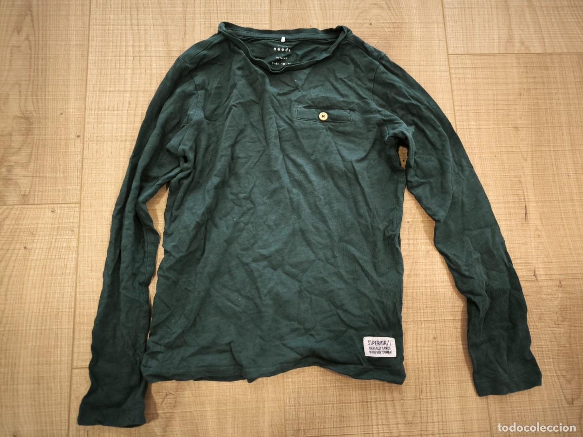 Segunda mano: Camiseta Infantil Verde Manga Larga Needs Talla 7-8 A&ntilde;os Algod&oacute;n Casual Con Bolsillo