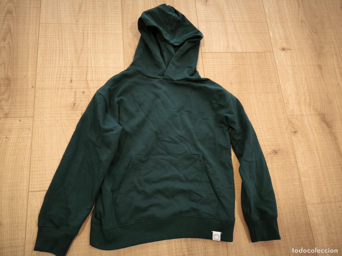 Segunda mano: Sudadera Infantil Verde Con Capucha Talla 8 A&ntilde;os Bolsillo Canguro Casual Unisex