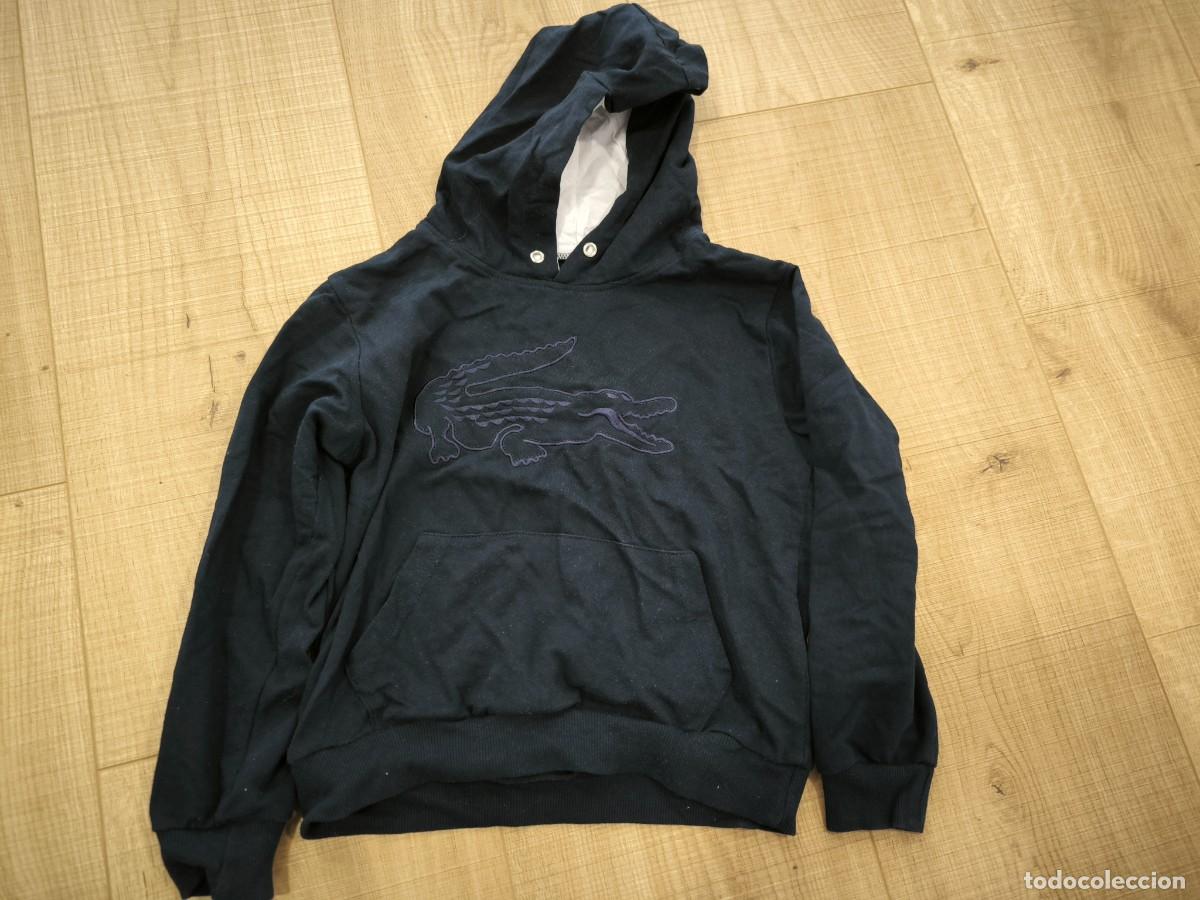 Segunda mano: Sudadera Logo Lacoste Infantil Azul Marino Con Capucha Talla 8 A&ntilde;os Cocodrilo Grande Original