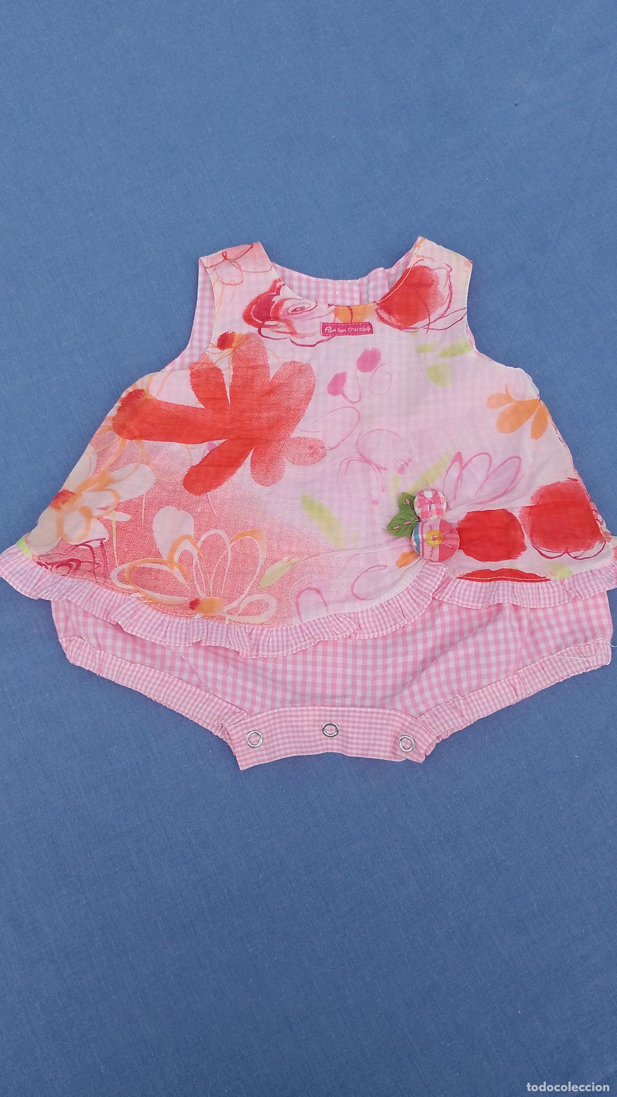 Segunda mano: Antiguo vestido de vichi rosa y flores para mu&ntilde;eca o beb&eacute;