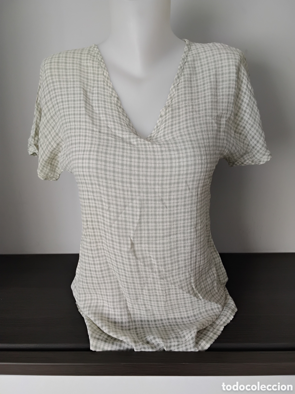 Segunda mano: Blusa Cuadros verdes Semitransparente