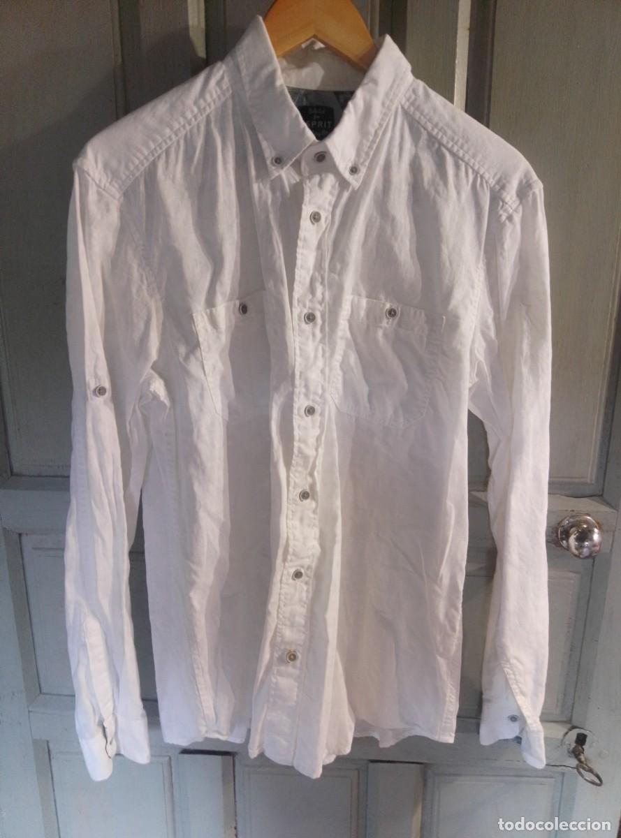 Segunda mano: Camisa manga larga de lino. Blanca. Esprit. Slim Fit. Talla L