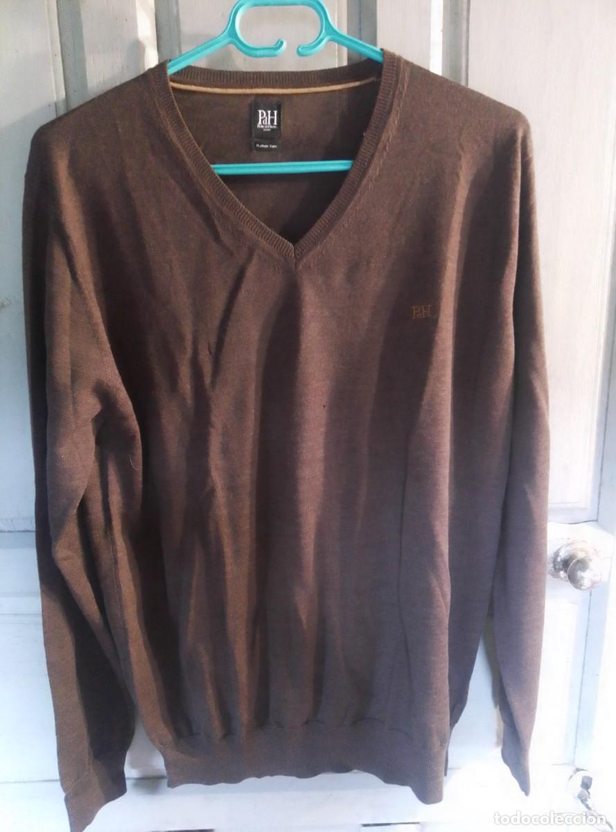 Segunda mano: Sencillo jersey de lana merino fino. Marr&oacute;n. Cuello pico. Pedro del Hierro. Talla L