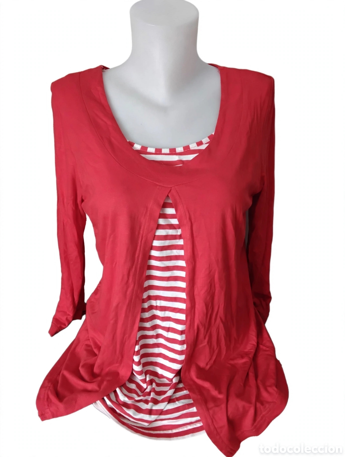 Segunda mano: Blusa efecto Top Rayas rojas y blancas