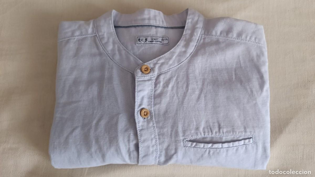 Segunda mano: CAMISA NI&Ntilde;O CELESTE CUELLO MAO MANGA LARGA T. 13 /14 - EL CORTE INGL&Eacute;S.
