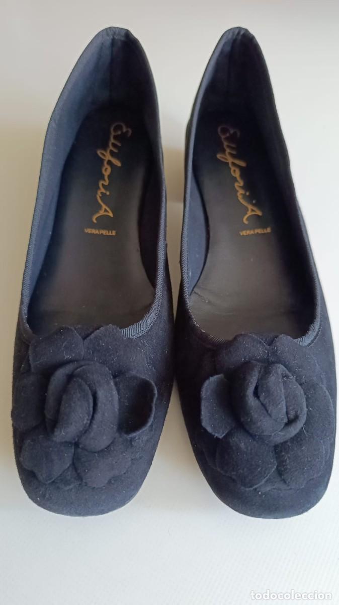 Segunda mano: ZAPATOS SE&Ntilde;ORA BAILARINA TAC&Oacute;N NEGROS EN ANTE - EUFORIA - N&Uacute;M. 38.