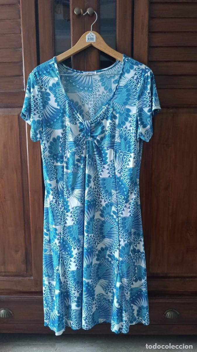 Segunda mano: VESTIDO SE&Ntilde;ORA ESTAMPADO AZUL - GU JIAN - TALLA XXXL