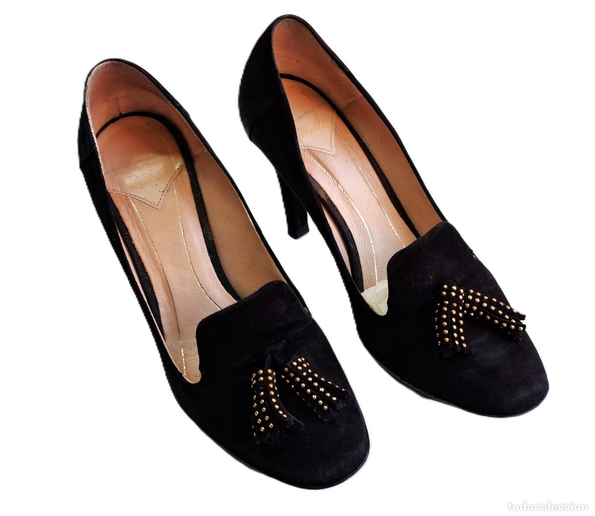 Segunda mano: REAL LEATHER - ZAPATOS DE TERCIOPELO MUJER TALLA 39