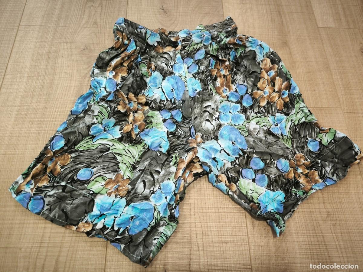 D'Occasion: Short Fluido Estampado Floral Azul Y Verde &ndash; Talla S/M, Fresqu&iacute;simo Y Comod&iacute;simo Para Verano