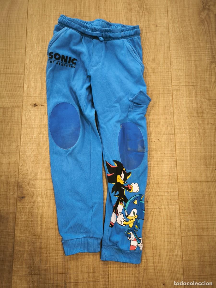 D'Occasion: Pantal&oacute;n Ch&aacute;ndal Sonic Hedgehog Azul &ndash; Oficial SEGA, Talla 5-8 A&ntilde;os, Con Bolsillo Cargo Y Rodilleras