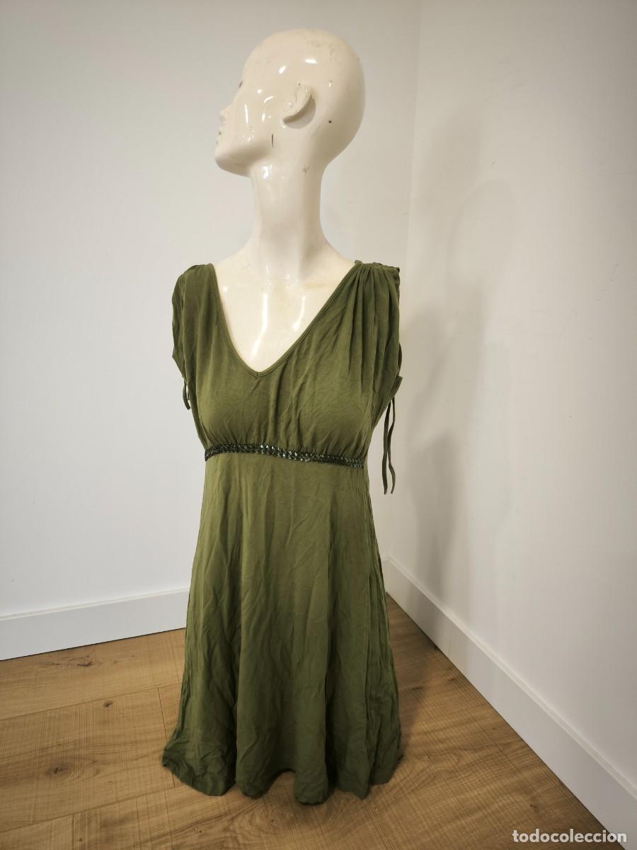 D'Occasion: Vestido Verde Militar Tosca Blu Donna Talla M &ndash; Corte Imperio Con Pedrer&iacute;a, Elegante Y Favorecedor